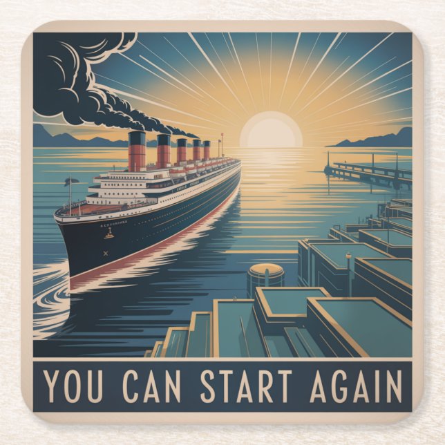 You Can Start Again Square Paper Coaster (Front)
