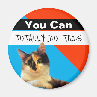 You Can Totally Do This Cute Kitten Blue Orange Magnet