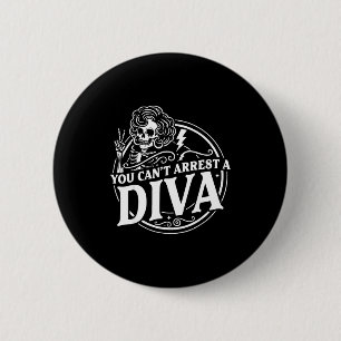 You Cant Arrest Diva Sy Skeleton Peace Sign Goth G 6 Cm Round Badge