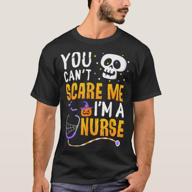 You Cant E Me Im A Nurse Halloween Rn Witch Boo Fu T-Shirt (Front)