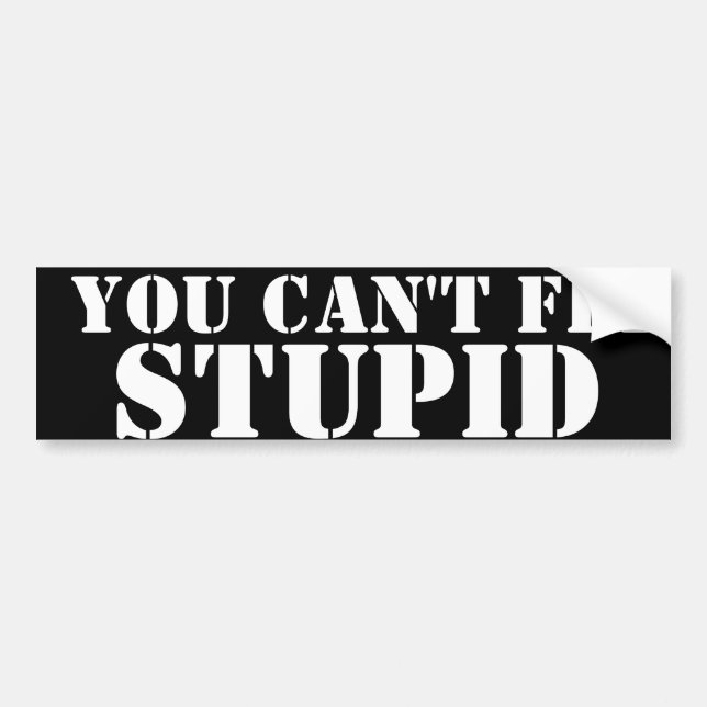 YOU CAN'T FIX, STUPID BUMPER STICKER (Front)