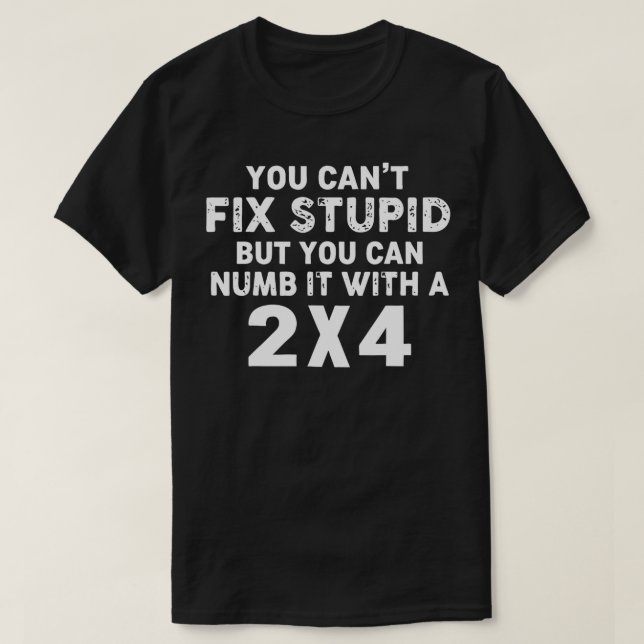 You Cant Fix Stupid But You Can Numb It With A 2x4 T-Shirt (Design Front)