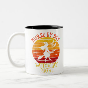You Cant Scare Me Im a Nurse Halloween Witch Boo F Two-Tone Coffee Mug