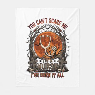 You Cant Scare Me Nurse Halloween Stethoscope Oran Fleece Blanket