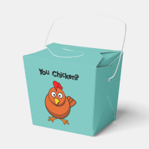 You Chicken?, Funny Brown Rooster Cartoon Taunt Favour Box