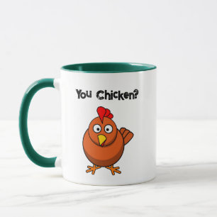 You Chicken?, Funny Brown Rooster Cartoon Taunt Mug