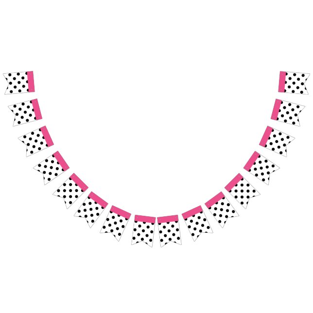 You choose background black polka dots & pink band bunting  (All)