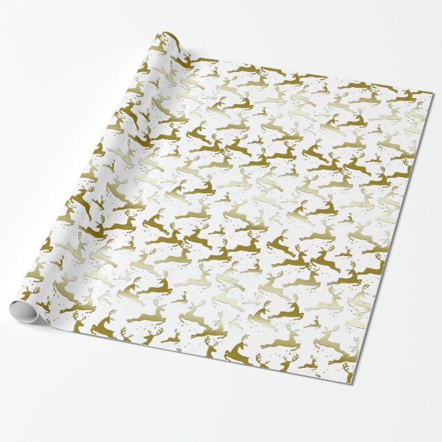YOU CHOOSE BACKGROUND COLOR Gold Ombre Deer Wrapping Paper (Unrolled)