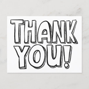 You Colour It Fun Hand Lettered Thank You Postcard