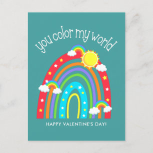 You colour my world   Kids Valentine Postcard