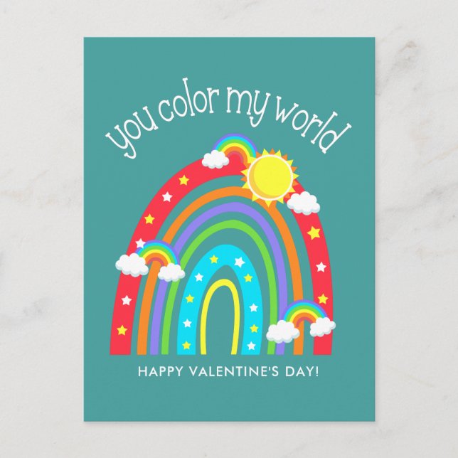 You colour my world | Kids Valentine Postcard (Front)