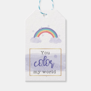 You Colour My World Watercolor Gift Tag