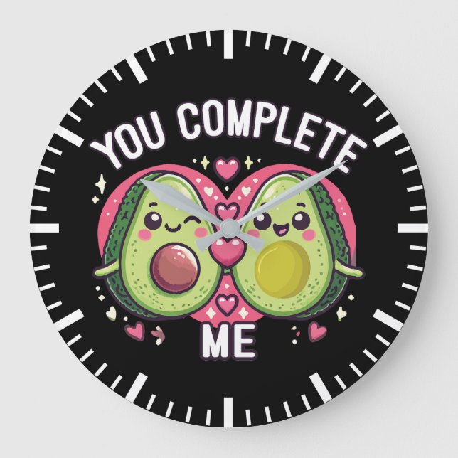 You Complete Me - Cute Avocado Couple Large Clock (Front)