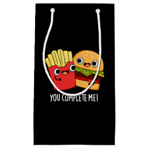 You Complete Me Funny Burger Fries Pun Dark BG Small Gift Bag