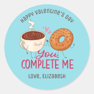 You Complete Me Funny Pun Cute Valentine's Day Classic Round Sticker