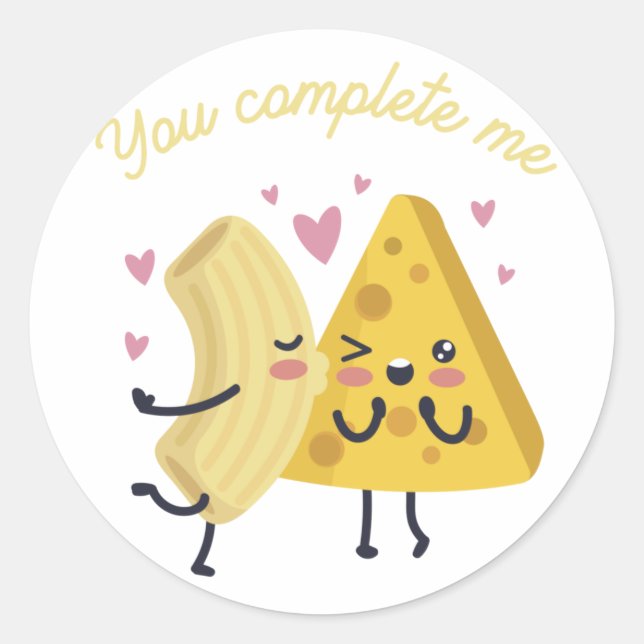You Complete Me Mac 'N Cheese Classic Round Sticker (Front)