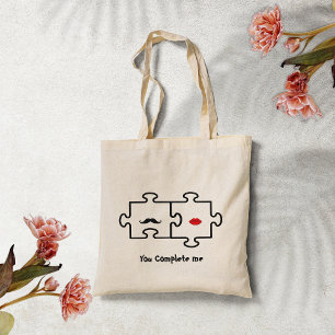 You Complete me Puzzle Pieces Tote Bag