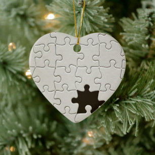 You Complete Me Romantic Black and White Jigsaw Ceramic Tree Decoration