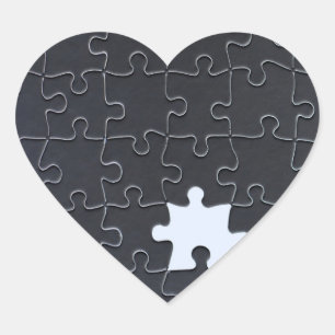You Complete Me Romantic Black and White Jigsaw Heart Sticker