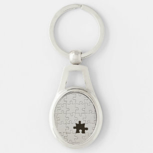 You Complete Me Romantic Black and White Jigsaw Key Ring
