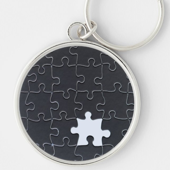 You Complete Me Romantic Black and White Jigsaw Key Ring (Front)