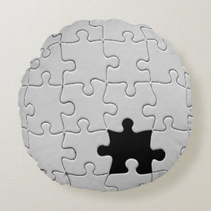 You Complete Me Romantic Black and White Jigsaw Round Cushion