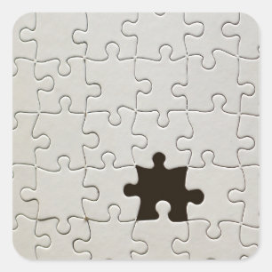 You Complete Me Romantic Black and White Jigsaw Square Sticker