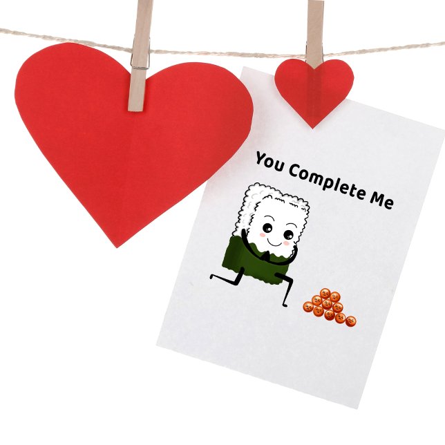 You Complete Me Sushi & Ikura Kawaii Art  Holiday Card (Creator Uploaded)