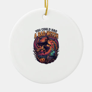 You Could Had Bad Witch Halloween Flying Broom_1 Ceramic Tree Decoration
