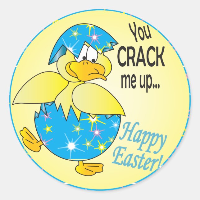 You Crack Me Up Easter Duck Classic Round Sticker (Front)