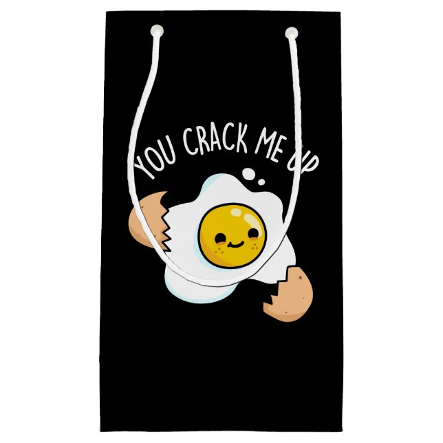 You Crack Me Up Funny Egg Pun Dark BG Small Gift Bag (Front)