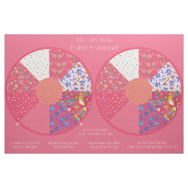 You Cut and Sew Quilted Style Round Pillow Kit Fabric (Fat Quarter)