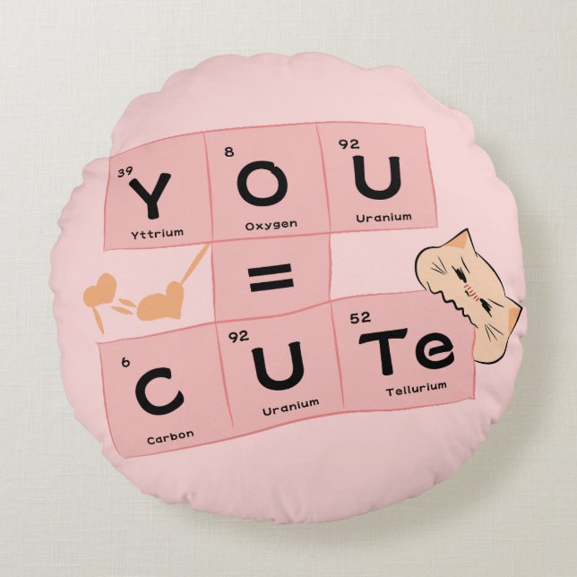 You = Cute | Cute Cat Round Cushion (Front)