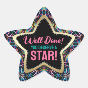 You Deserve Star Neon Colours Mushroom Mandala Sticker