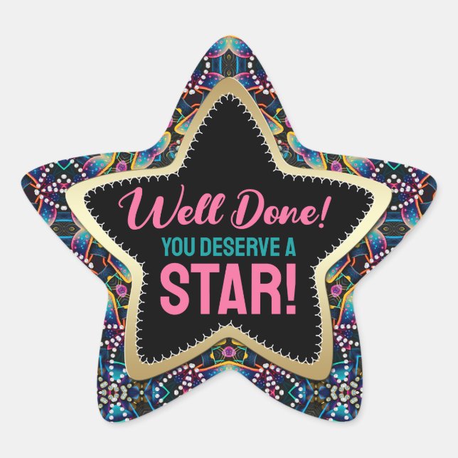 You Deserve Star Neon Colours Mushroom Mandala Sticker (Front)
