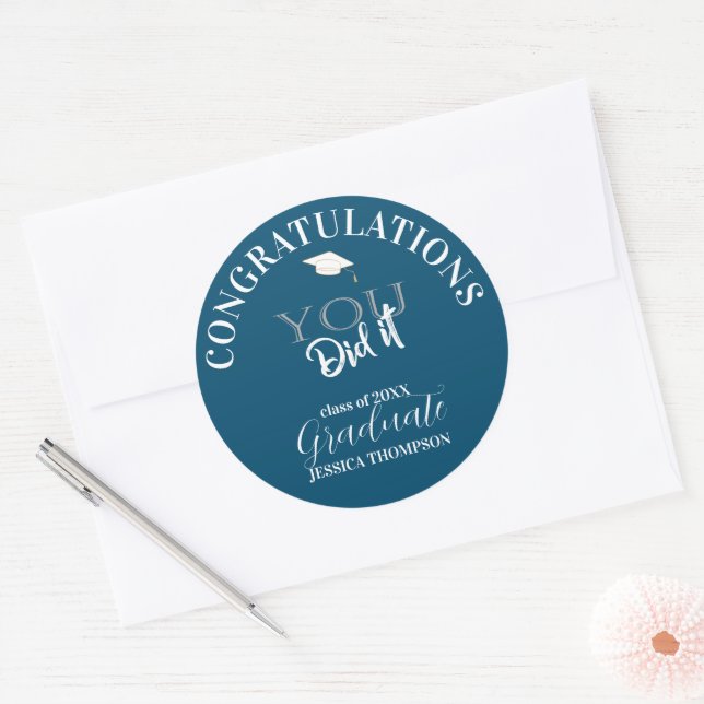 You Did It Class of 2024 Congrats Graduation Classic Round Sticker (Envelope)