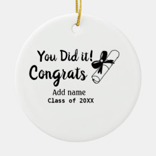 You did it congrats graduation add student name ye ceramic tree decoration