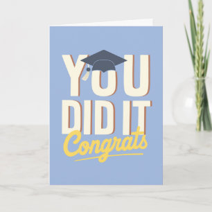 You Did It Congrats Navy Grad Cap Digital Doodle Card