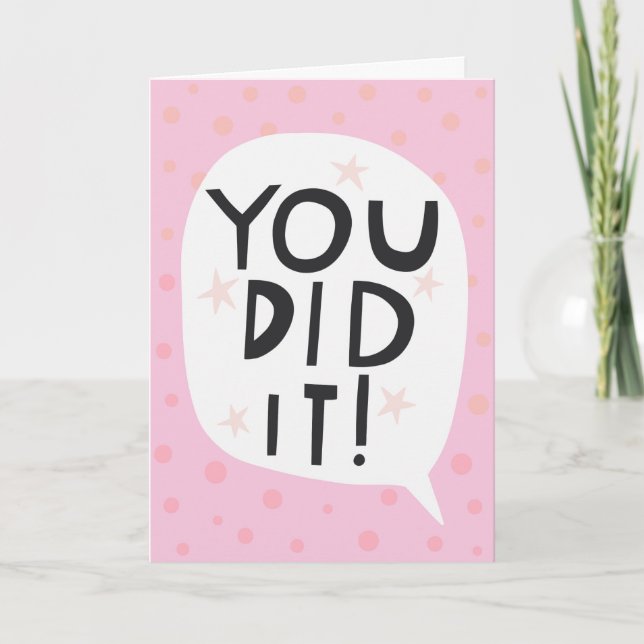 You Did It Congratulations Bold Pink Card (Front)
