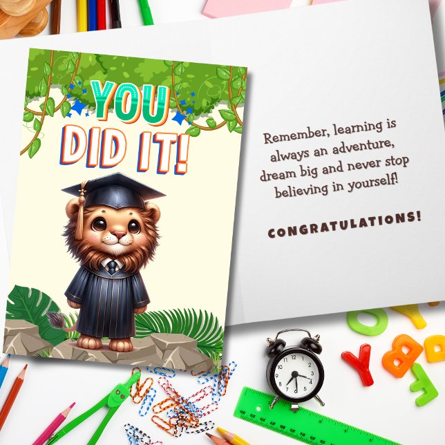 You Did It! Cute Lion Graduation Joy Card (Creator Uploaded)