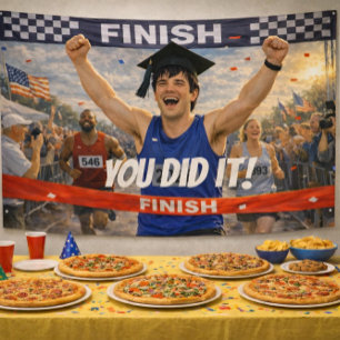 You Did It! Finish Line Graduation Customisable  Banner