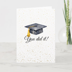 You Did It Graduation Watercolor Grad Cap Simple Card