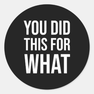 You Did This For What Funny Gift  Classic Round Sticker