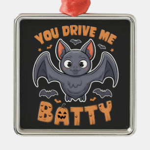 You Drive me Batty Spooky Halloween Pumpkin Metal Tree Decoration