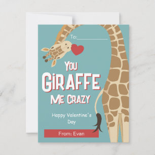 You Giraffe Me Crazy Kids Valentine' Day Card