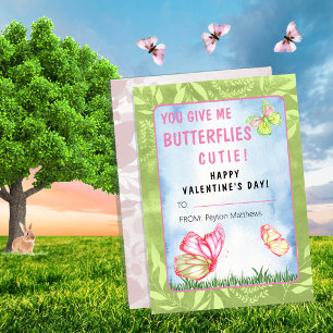 You Give Me Butterflies Valentine's Day Classroom Card