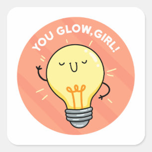 You Glow Girl Electricity Pun Sticker