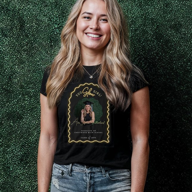 You Glow Girl Wavy Yellow Neon Graduation Photo Tri-Blend Shirt (You Glow Girl Wavy Yellow Neon Graduation Photo Tri-Blend Shirt)