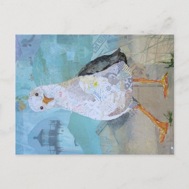 You Gonna Eat That? - seagull collage art Postcard (Front)