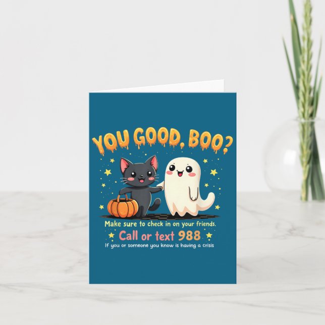 You Good, Boo_ Suicide Prevention Mental Health Ha Card (Front)